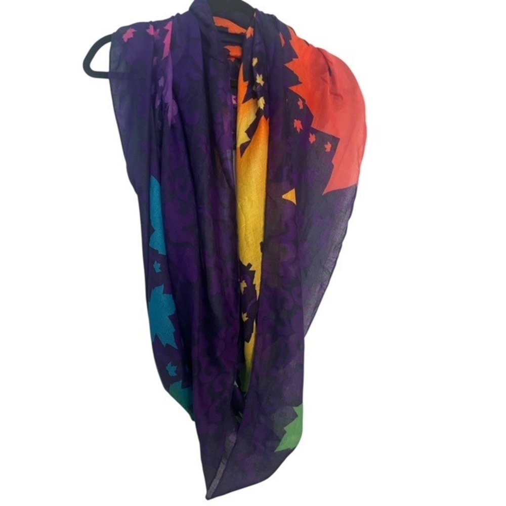 Colorful Maple Leaf Print Infinity Scarf Fashion Accessory
